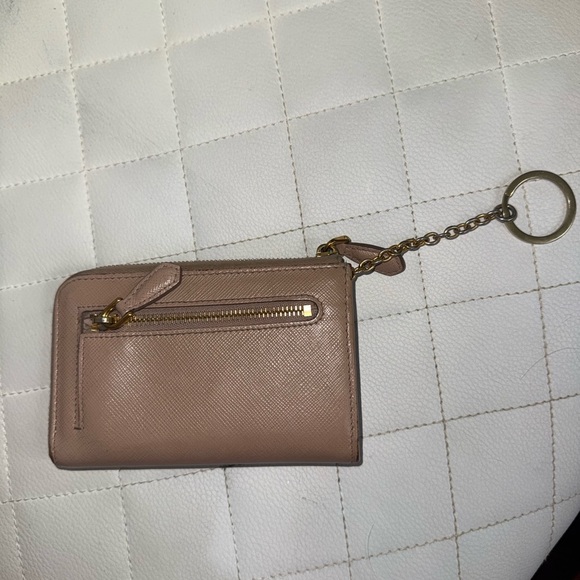 Prada Beige Leather Keychain Wallet with Gold Logo - Picture 2 of 8
